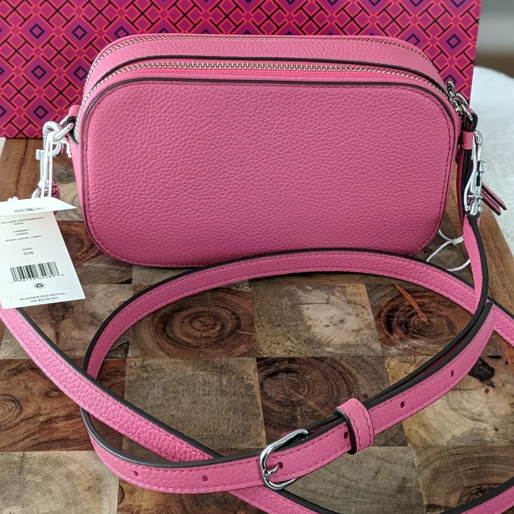 TORY BURCH MILLER MINI LEATHER CROSSBODY DOUBLE T APPLIQUE + DUST BAG NWT ❤️ - Picture 7 of 11